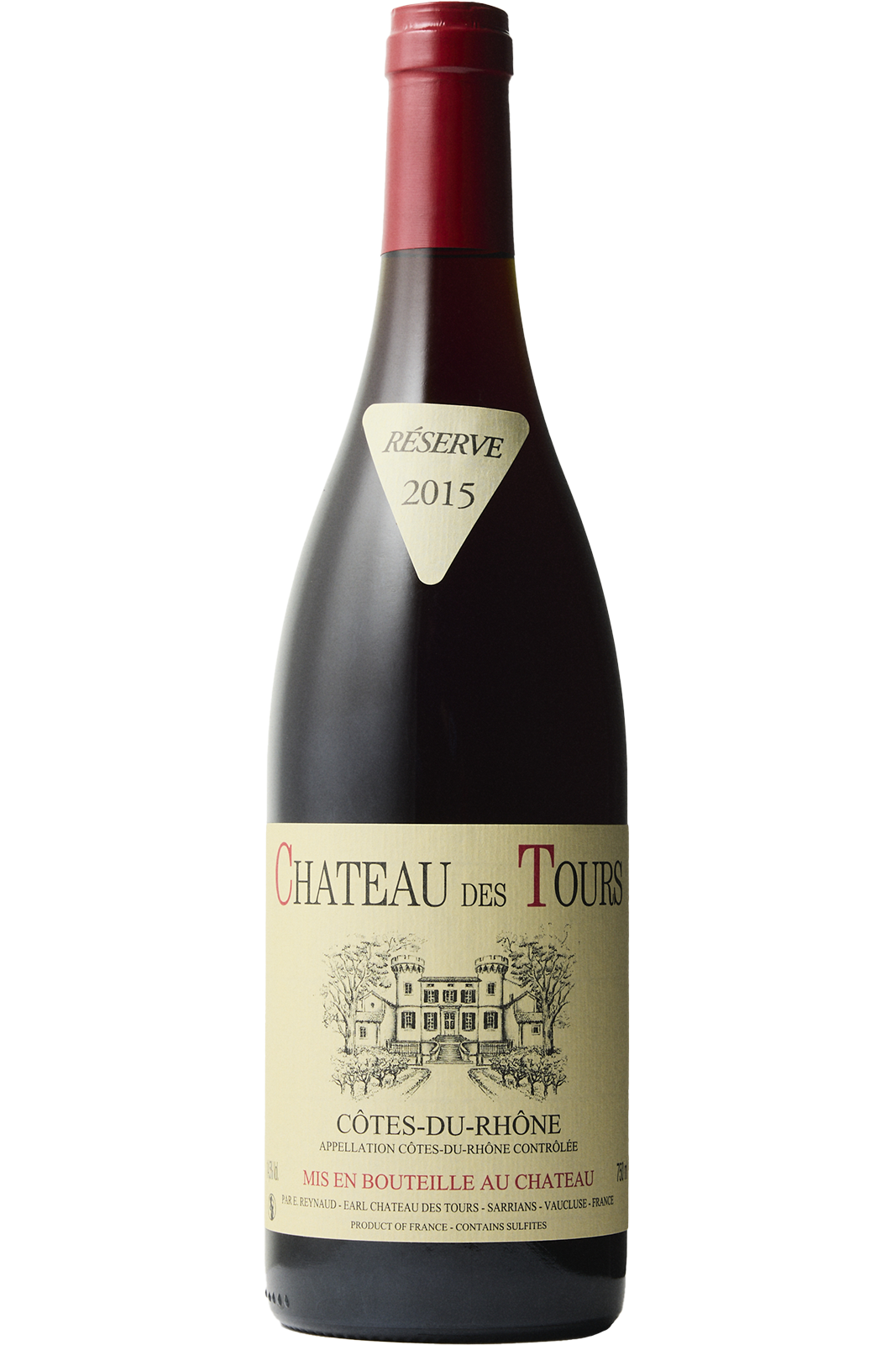 Flaske af Chateau Des Tours Côtes-du-Rhône Réserve 2015 fra Domaine Des Tours, Rhônedalen