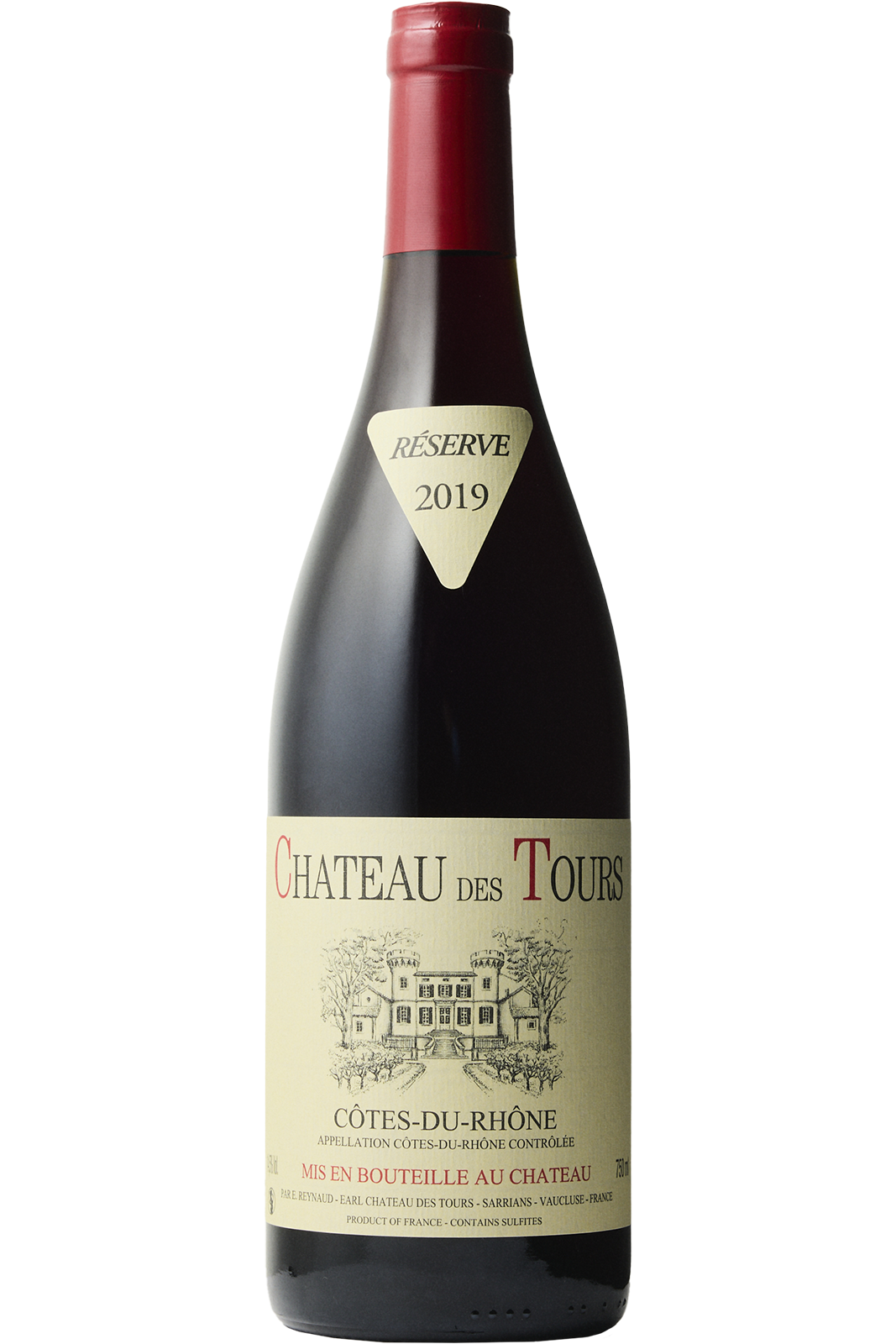 Flaske af Chateau Des Tours Côtes-du-Rhône Réserve 2019 fra Domaine Des Tours, Rhônedalen