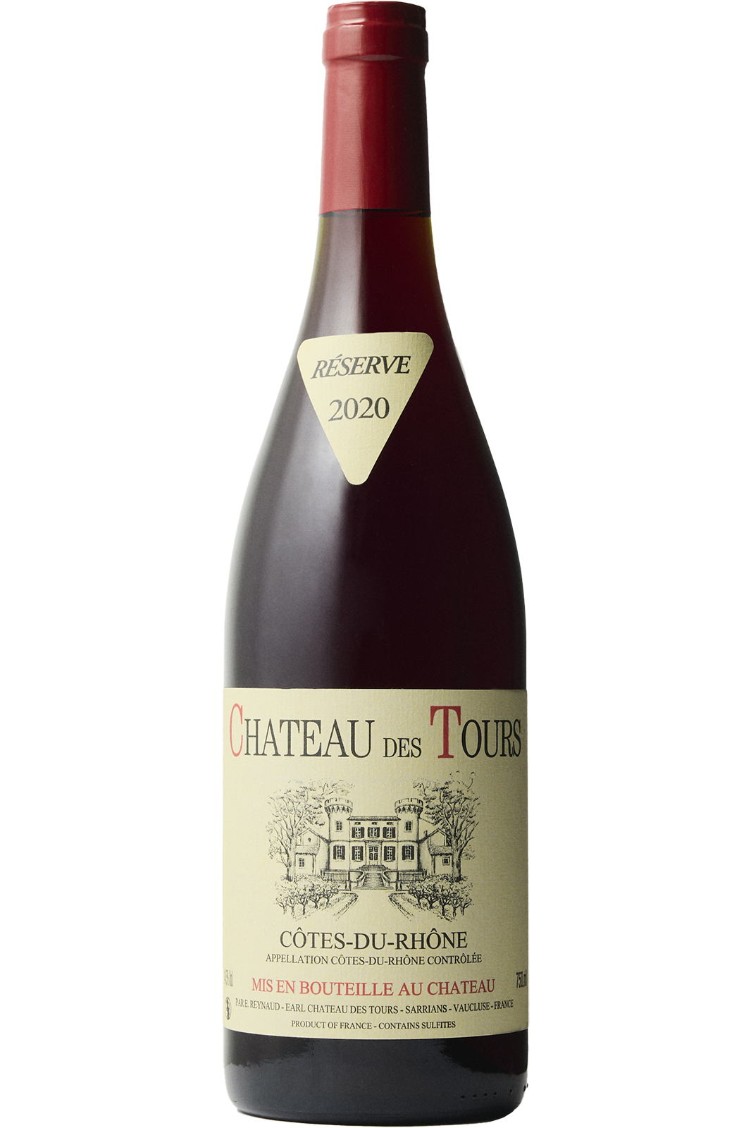 Flaske af Chateau Des Tours Côtes-du-Rhône Réserve 2020 fra Domaine Des Tours, Rhônedalen
