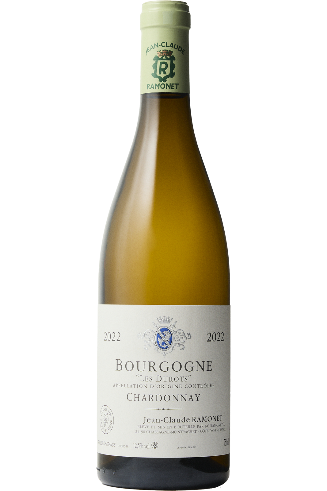 Flaske af Jean Claude Ramonet Bourgogne Les Durots 2022 fra Jean Claude Ramonet, Bourgogne